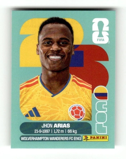 COL17 Jon Arias Kolombia Base Naklejki FIFA World Cup 2026 Panini