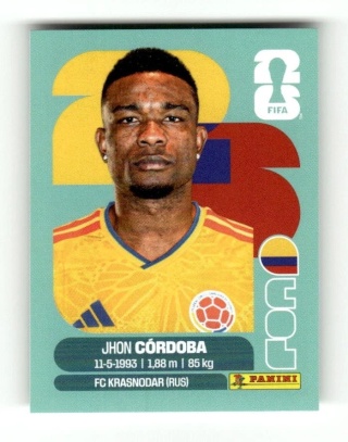 COL18 Jhon Cordova Kolombia Base Naklejki FIFA World Cup 2026 Panini