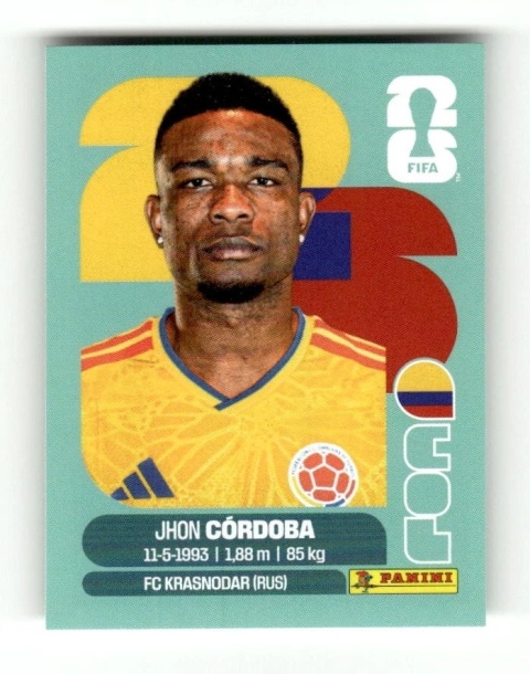 COL18 Jhon Cordova Kolombia Base Naklejki FIFA World Cup 2026 Panini