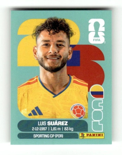 COL19 Luis Suarez Kolombia Base Naklejki FIFA World Cup 2026 Panini