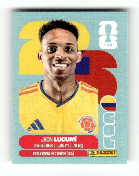 COL8 Jhon Lucumí Kolombia Base Naklejki FIFA World Cup 2026 Panini