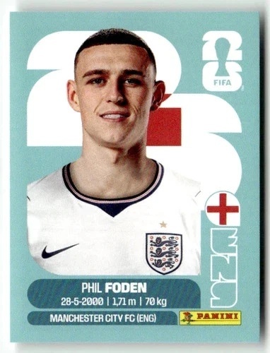 ENG16 Phil Foden Anglia Base Naklejki FIFA World Cup 2026 Panini