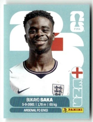 ENG17 Bukayo Saka Anglia Base Naklejki FIFA World Cup 2026 Panini