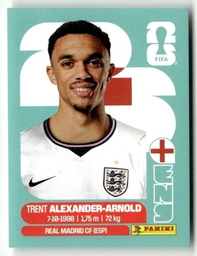 ENG6 Trent Alexander-Arnold Anglia Base Naklejki FIFA World Cup 2026 Panini