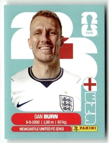 ENG8 Dan Burn Anglia Base Naklejki FIFA World Cup 2026 Panini