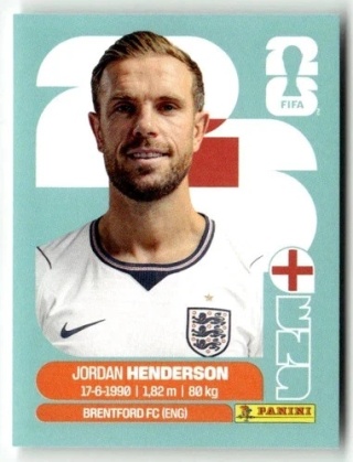 ENG9 Jordan Henderson Anglia Base Naklejki FIFA World Cup 2026 Panini