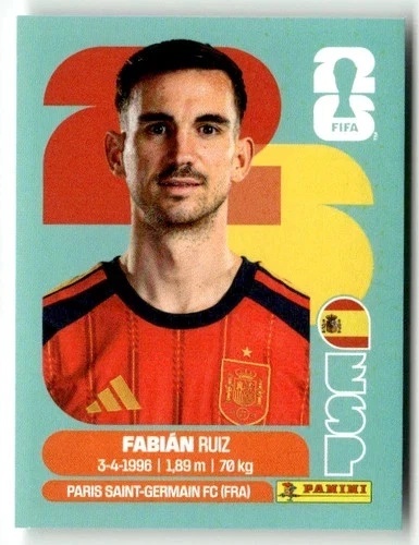 ESP12 Fabian Ruiz Hiszpania Base Naklejki FIFA World Cup 2026 Panini