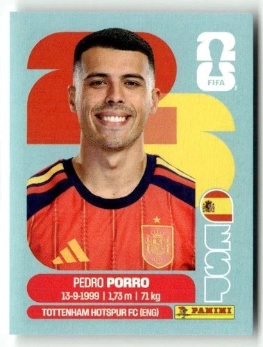 ESP6 Pedro Porro Hiszpania Base Naklejki FIFA World Cup 2026 Panini