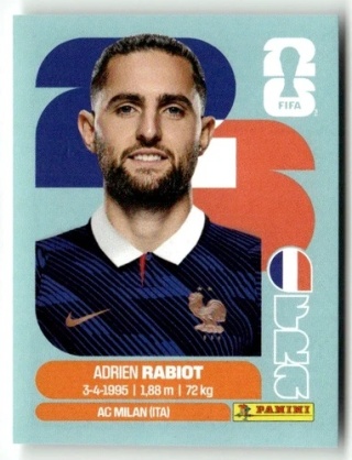 FRA12 Adrien Rabiot Francja Base Naklejki FIFA World Cup 2026 Panini