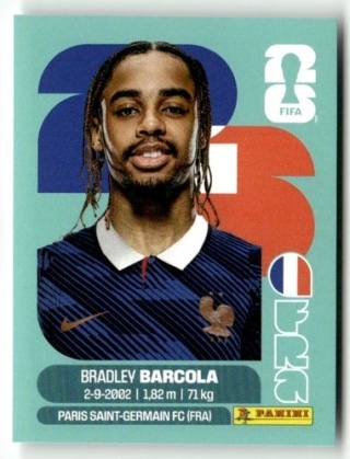 FRA16 Bradley Barcola Francja Base Naklejki FIFA World Cup 2026 Panini