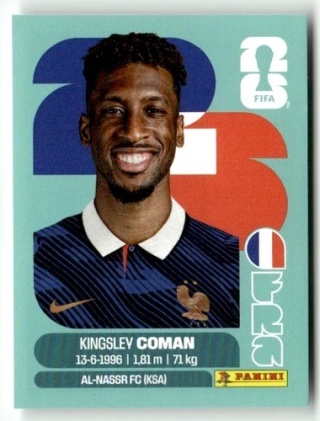FRA18 Kingsley Coman Francja Base Naklejki FIFA World Cup 2026 Panini
