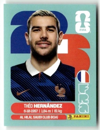 FRA3 Theo Hernandez Francja Base Naklejki FIFA World Cup 2026 Panini
