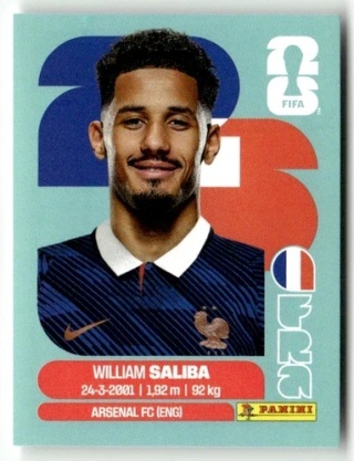 FRA4 William Saliba Francja Base Naklejki FIFA World Cup 2026 Panini