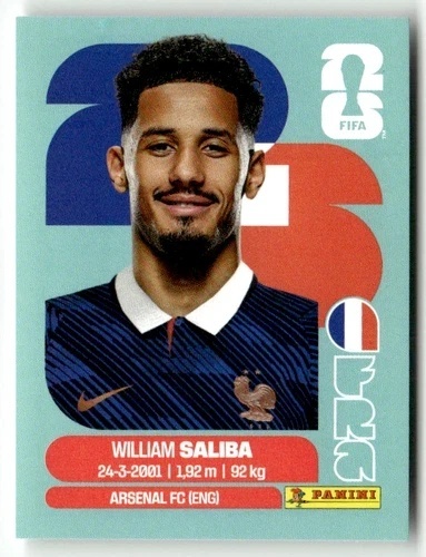 FRA4 William Saliba Francja Base Naklejki FIFA World Cup 2026 Panini