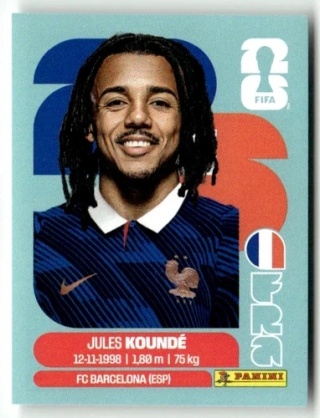 FRA5 Jules Kounde Francja Base Naklejki FIFA World Cup 2026 Panini