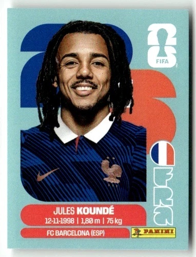 FRA5 Jules Kounde Francja Base Naklejki FIFA World Cup 2026 Panini
