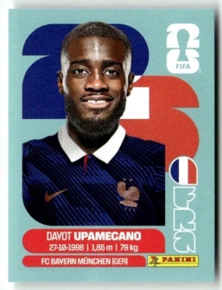 FRA7 Dayot Upamecano Francja Base Naklejki FIFA World Cup 2026 Panini