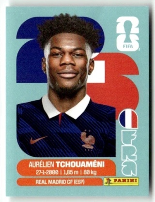 FRA9 Aurélien Tchouaméni Francja Base Naklejki FIFA World Cup 2026 Panini