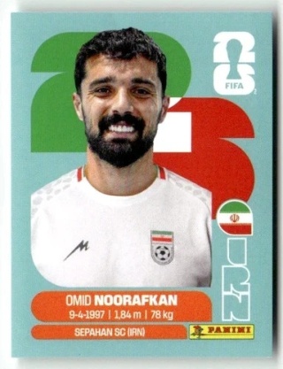 IRN14 Omid Noorafkan Iran Base Naklejki FIFA World Cup 2026 Panini