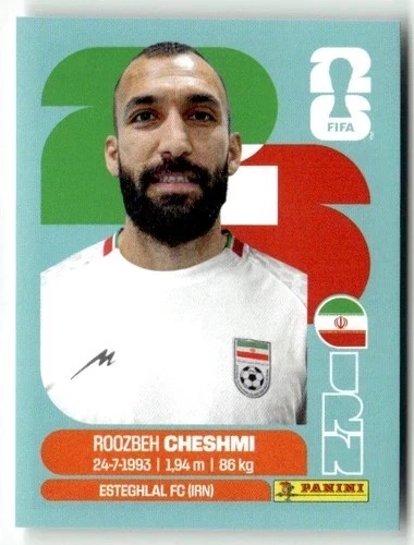 IRN15 Roozbeh Cheshmi Iran Base Naklejki FIFA World Cup 2026 Panini
