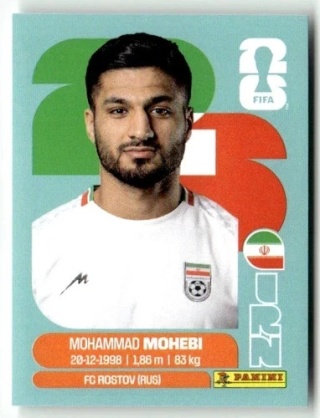 IRN16 Mohammad Mohebi Iran Base Naklejki FIFA World Cup 2026 Panini