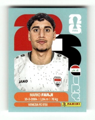 IRQ16 Marko Farji Irak Base Naklejki FIFA World Cup 2026 Panini