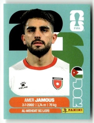 JOR14 Amer Jamous Jordania Base Naklejki FIFA World Cup 2026 Panini