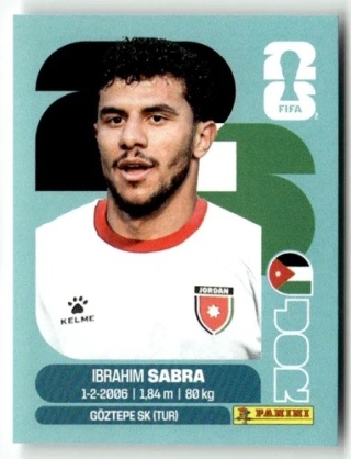 JOR20 Ibrahim Sabra Jordania Base Naklejki FIFA World Cup 2026 Panini