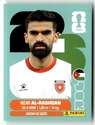 JOR10 Nizar Al-Rashdan Jordania Base Naklejki FIFA World Cup 2026 Panini