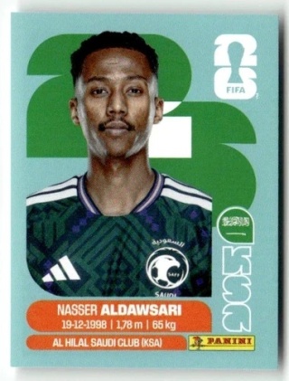 KSA12 Nasser Aldawsari Arabia Saudyjska Base Naklejki FIFA World Cup 2026 Panini