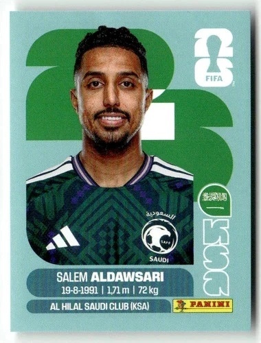 KSA16 Salem Aldawsari Arabia Saudyjska Base Naklejki FIFA World Cup 2026 Panini
