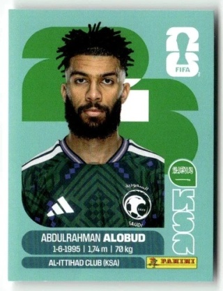 KSA17 Abdulrahman Al-Aboud Arabia Saudyjska Base Naklejki FIFA World Cup 2026 Panini