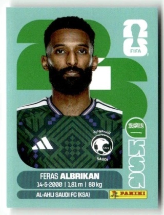 KSA18 Feras Akbrikan Arabia Saudyjska Base Naklejki FIFA World Cup 2026 Panini