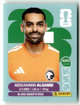 KSA3 Abdulrahman Al-Sanbi Arabia Saudyjska Base Naklejki FIFA World Cup 2026 Panini