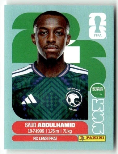 KSA4 Saud Abdulhamid Arabia Saudyjska Base Naklejki FIFA World Cup 2026 Panini