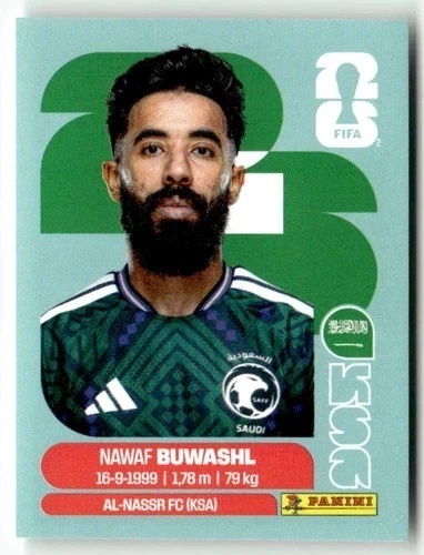 KSA5 Nawaf Bouwashl Arabia Saudyjska Base Naklejki FIFA World Cup 2026 Panini