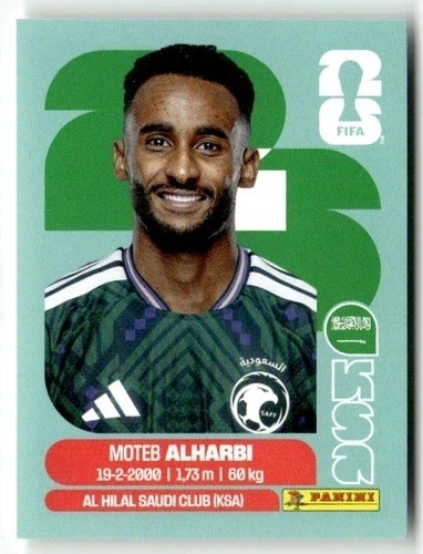 KSA7 Moteb Al-Harbi Arabia Saudyjska Base Naklejki FIFA World Cup 2026 Panini