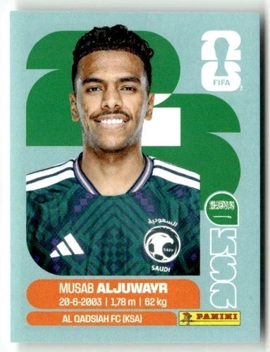 KSA9 Musab Aljuwayr Arabia Saudyjska Base Naklejki FIFA World Cup 2026 Panini