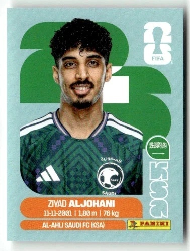 KSA10 Ziyad Aljohani Arabia Saudyjska Base Naklejki FIFA World Cup 2026 Panini