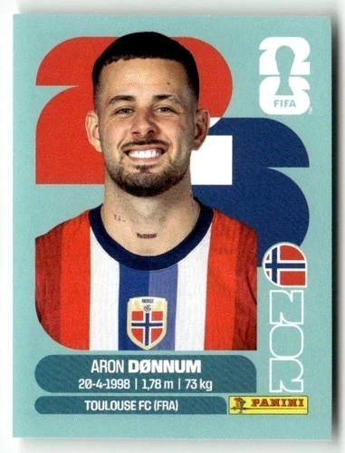 NOR17 Aron Dønnum Norwegia Base Naklejki FIFA World Cup 2026 Panini