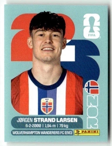 NOR18 Jorgen Strand Larsen Norwegia Base Naklejki FIFA World Cup 2026 Panini