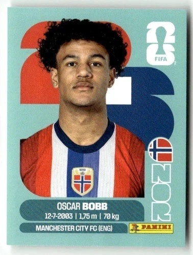 NOR20 Oscar Bobb Norwegia Base Naklejki FIFA World Cup 2026 Panini