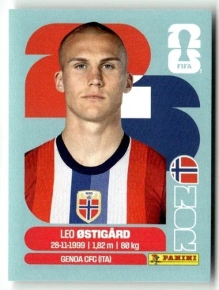 NOR4 Leo Ostigård Norwegia Base Naklejki FIFA World Cup 2026 Panini
