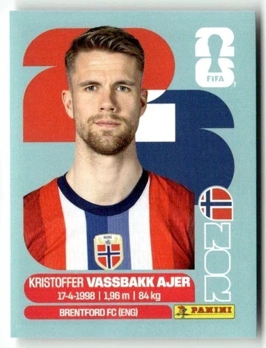 NOR5 Kristoffer Vassbakk Ajer Norwegia Base Naklejki FIFA World Cup 2026 Panini