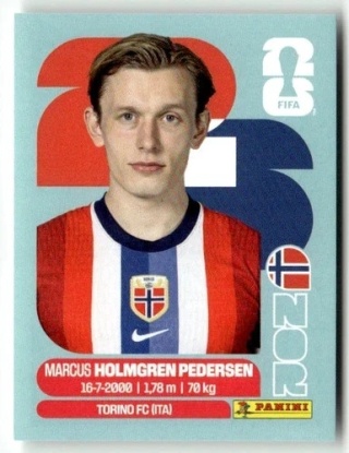 NOR6 Marcus Holmgren Pedersen Norwegia Base Naklejki FIFA World Cup 2026 Panini