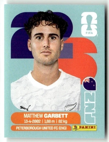 NZL14 Matthew Garbett Nowa Zelandia Base Naklejki FIFA World Cup 2026 Panini