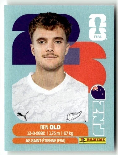 NZL16 Ben Old Nowa Zelandia Base Naklejki FIFA World Cup 2026 Panini