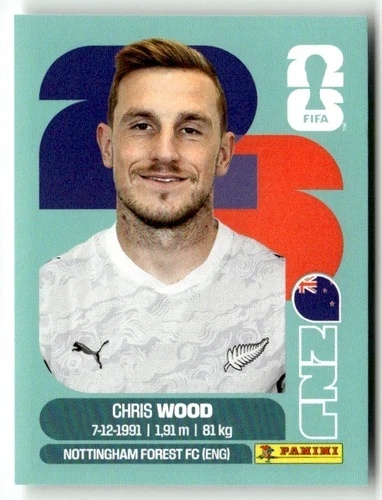 NZL17 Chris Wood Nowa Zelandia Base Naklejki FIFA World Cup 2026 Panini