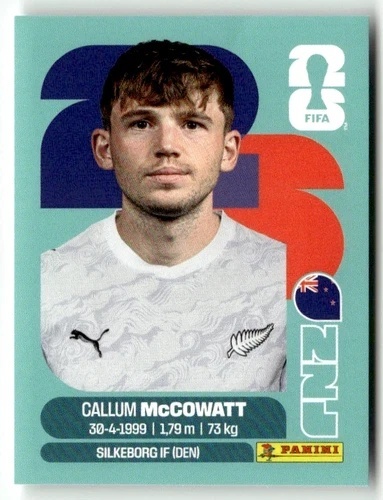 NZL19 Callum McCowatt Nowa Zelandia Base Naklejki FIFA World Cup 2026 Panini