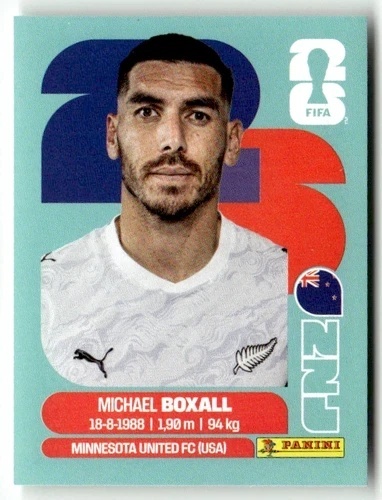 NZL4 Michael Boxall Nowa Zelandia Base Naklejki FIFA World Cup 2026 Panini